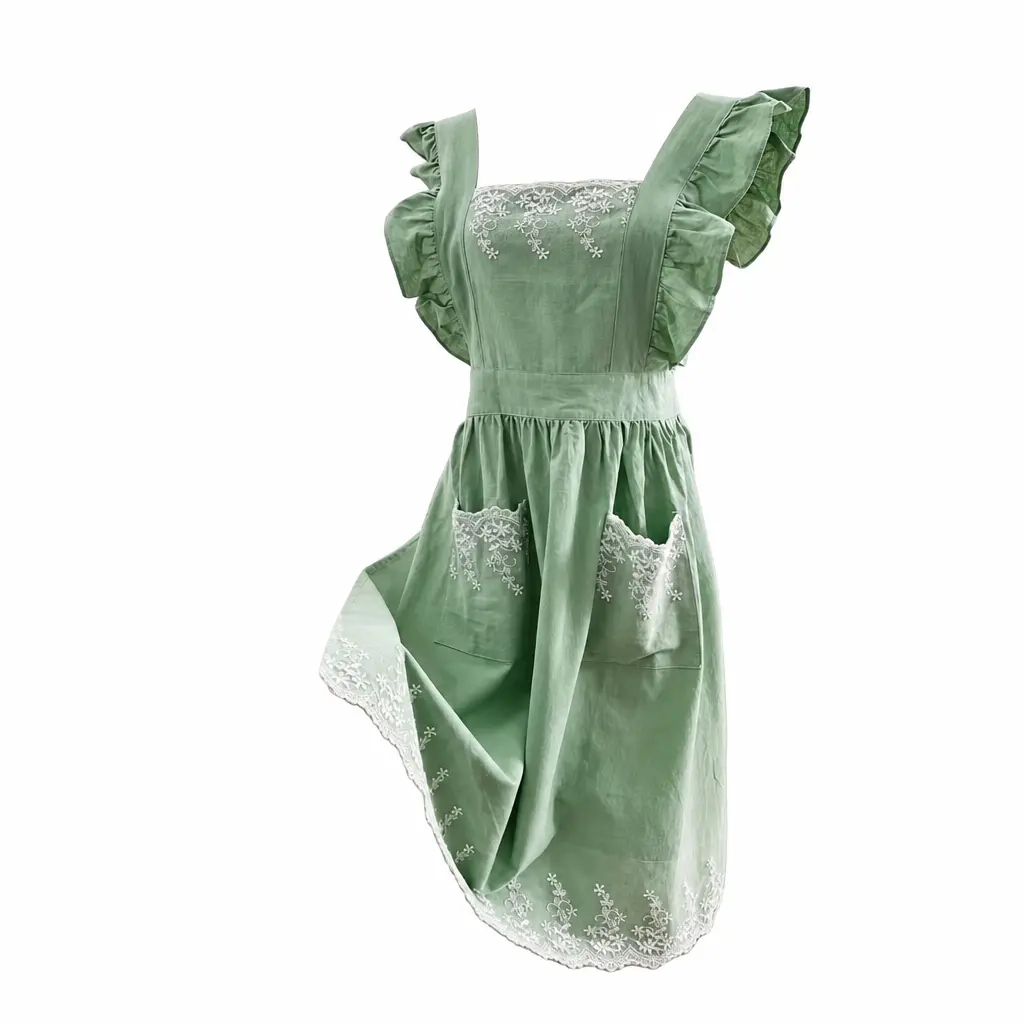 Floral Gardening Apron - Adjustable, Waterproof, Stain-Resistant Light Luxury Apron with Full Coverage & Delicate Lace Fairy Design, Stylish Workwear with Wipe Cloth for Kitchen, Baking, Cleaning Use, With Pocket
