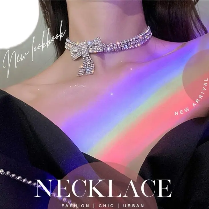 Diamond Chic Bow Necklace for Women - Fashion Accessory