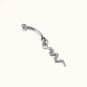 Curved Barbell with Dangle Design Internally Threaded Eyebrow Lip Rook Ring Bar Piercing Jewelry