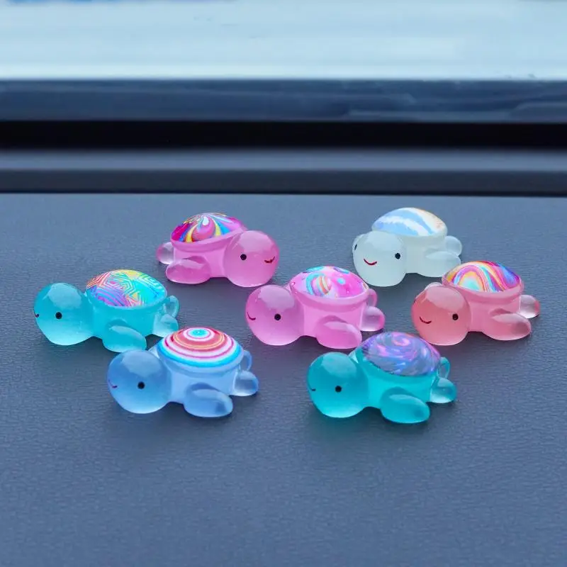 Colorful Turtle Design Car Dashboard Decoration, 7 Counts/set Cute Miniature Desk Ornament for Home and Office, Personalized Auto Decor Gifts