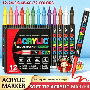 12-72 Color Acrylic Marker Pens, Quick-Dry Waterproof, No Bleed, Ideal for Art, DIY, Street Art, Canvas, Wood, Ceramic, Glass, Graffiti Markers