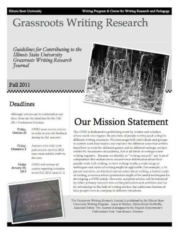 USED-Grassroots Writing Research Journal - Issue 3.1 by Dept of English - Illinois State University (Unknown)