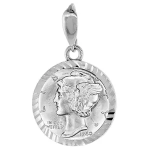 925 Sterling Silver 10 Cent Dime Coin Bezel 18mm Diamond Cut Prong Cut