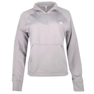 adidas Womens Fleece Collared Long Sleeve Quarter Zip  Casual Tops Casual - Grey