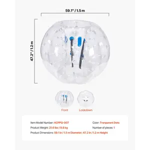 VEVOR Inflatable Bumper Ball 1-Pack, 5FT/1.5M Body Sumo Zorb Balls for Teen Adult, 0.8mm Thick PVC Human Hamster Bubble Balls for Outdoor Team Gaming Play, Bumper Bopper Toys for Garden, Yard, Park