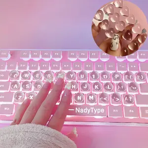 NadyType Ultra-Clear Typing Stickers for Long Nails Heart/Hemisphere Shape Nano-Glue Adhesive Keyboard Stickers Fully Transparent Bubble Stickers Compatible with Desktop Laptop Keyboards Essential for Typing and Gaming Wireless Keypad Mechanical