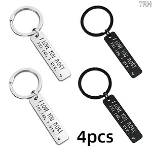 Stainless Steel "I Love You More" and "I Love You Most"Keychain, Durable Minimalist Bar Pendant, Cute Slogan Key Ring, Romantic Valentine's Day Gift for Couples, Stylish Accessory for Bags & Car Keys