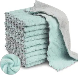 20 Pack Kitchen Dish Cloths, Super Absorbent Microfiber Cleaning Cloth for Cleaning Dishes, Kitchen, Bathroom, Car(Grey & Green)
