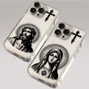 God bless Cute Couple Transparent Case for iPhone 11/12/13/14/15/16 Pro Max - Printed Stylish Gift for His / Hers Protection Local Cellphone Cover