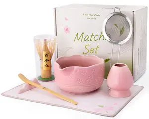 Biching Matcha Whisk Set,7 Pcs Matcha Set,Matcha Kit Gift set,Tradition Tea Set for Making Breakfast/Latte,Matcha Whisk Set with Bowl/Whisk and Holder, Traditional Japanese Matcha Tea Set Kungfu Tea Accessories Set