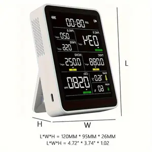 Professional Indoor Air Quality Monitor Indoor Portable PM2.5/PM10/CO2 (9-in-1), Temperature, Formaldehyde Detector, Humidity TVOC, Time Display Air Quality Tester-Confined Space Clean Air Monitor
