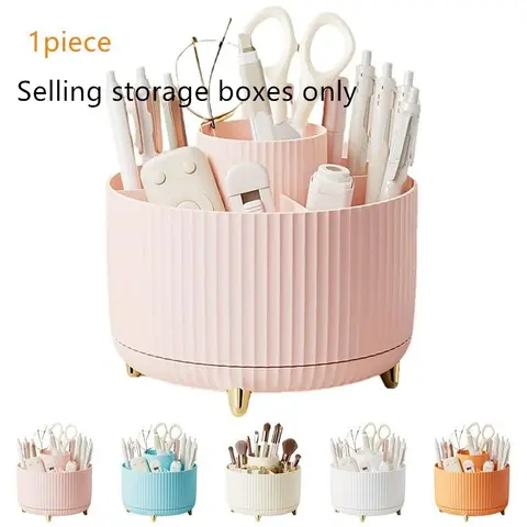 Rotating Desk Organizer, Large Capacity Pen Holder, Makeup Brush Storage Box, Makeup Tool Organizer, Multi Use Organizer, Office Stationery & Supplies, Durable Storage Organizer, Beauty Supplies Organizer, Durable Plastic Organizers