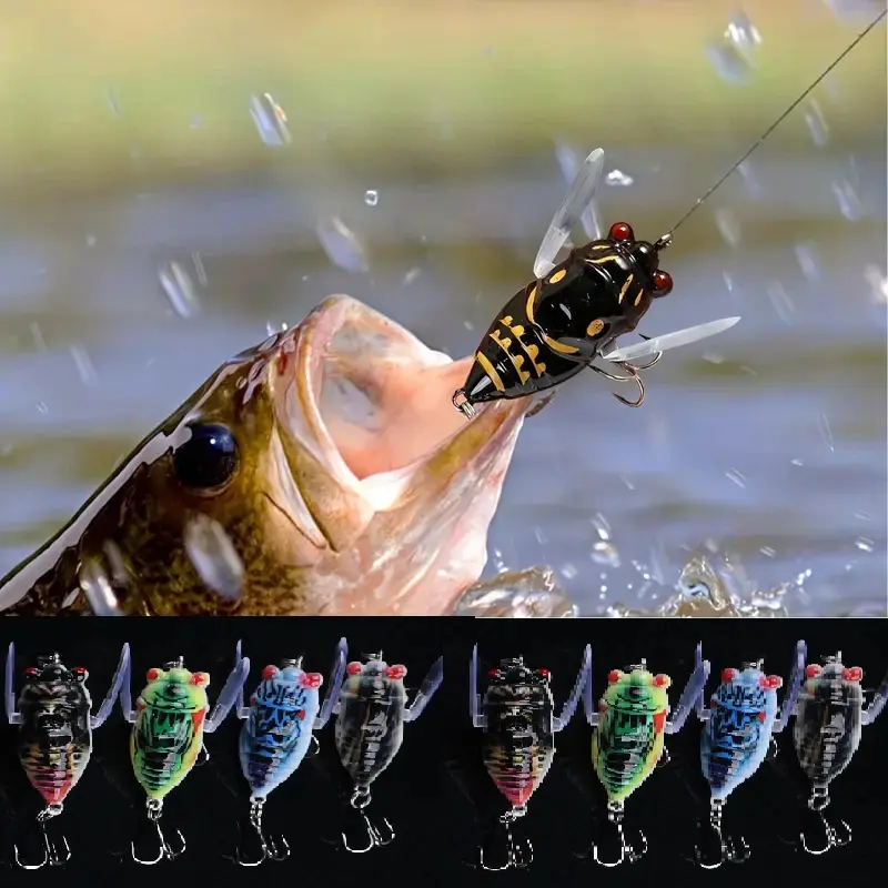 8pcs Crankbait Fishing Lures Cicada Bait Bionic Fishing Tackle Fishing Bait