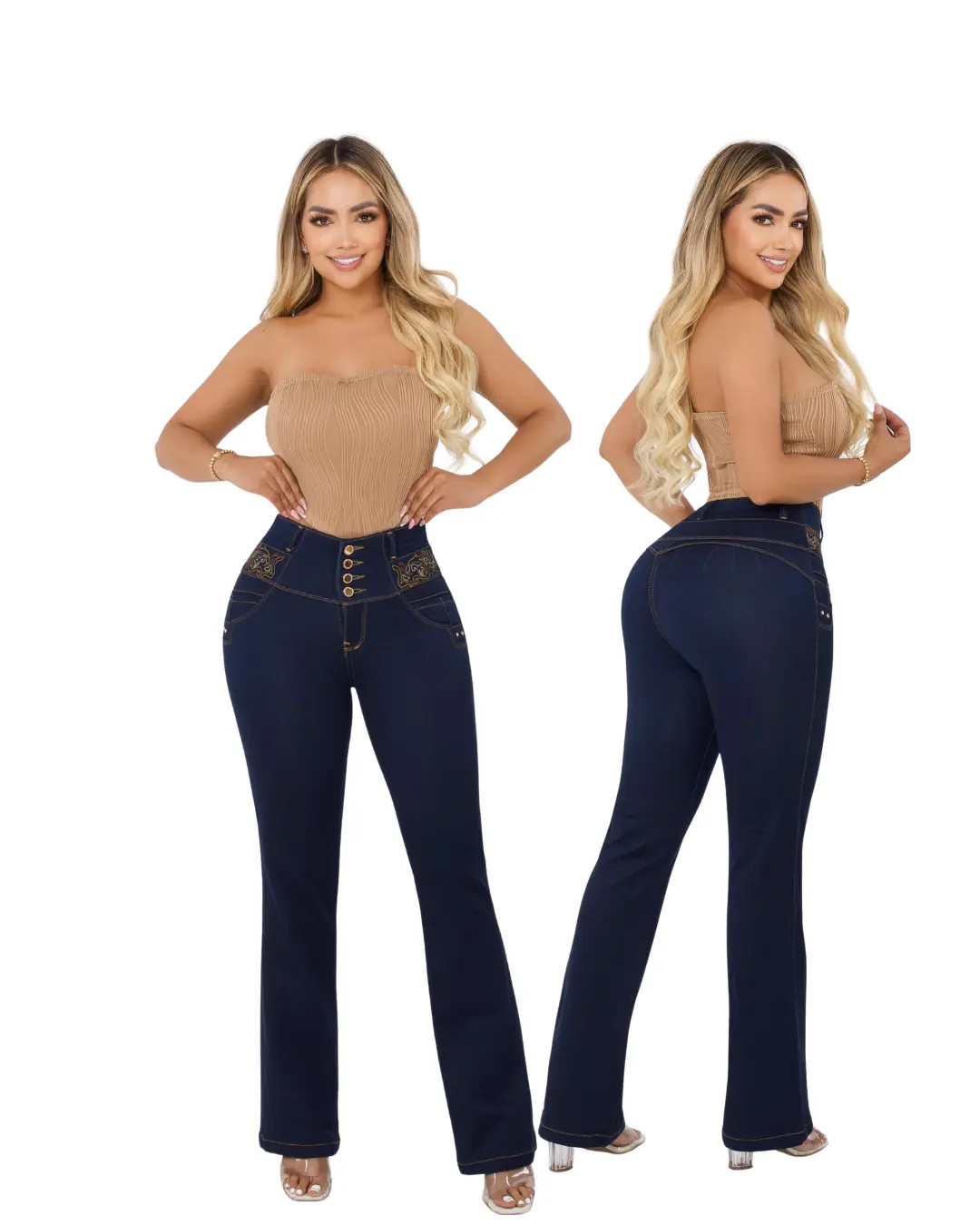 Jeans colombiano cintura alta bota ancha