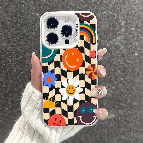 Creative Checkered Pattern Shockproof Phone Case for iPhone 7 8 X XR 11 12 13 14 15 16 17 18 Pro Max Plus Air 17E Protecitved Cover Affordable Trendy Unique Magnetic MagSafe