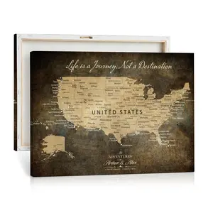 Personalized USA Push Pin Travel Map Canvas for Adventure Wall Decor