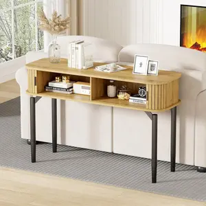 47" Fluted Console Table with Drawers, Narrow Entryway Tables with Storage and Shelves, Sofa Table Behind Couch for Entrance, Hallway, Living Room