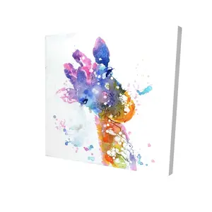 212 MAIN 24x24 in. Abstract Giraffe Canvas Print - Colorful Wildlife Nature Artwork Photo, Home Decor Wall Art, Ideal Gift for Home Supplies, Artistic