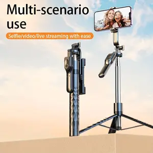 Four-Axis Selfie Stick, 360° Rotating Handheld Stabilizer, Travel Portable Photography, Live Streaming, Concerts, Aluminum Body, Battery Powered