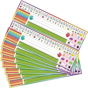 32 count Name Tags for Classroom Multipurpose Manuscript Nameplate for Desks with Alphabet Numbers Ruler and Shapes for  from Pre  to Primary School