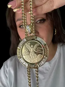 Centenario Medallion Necklace - 14K Gold Plated - Cuban Chain | GLU Jewelry Miami