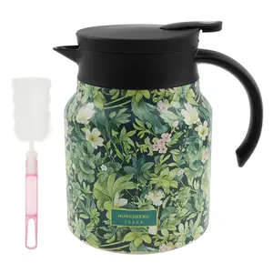 1000 ML Thermal Tea Pot with Infuser Vintage Flower Pattern Insulated Tea Kettle Stainless Steel Thermal Tea Carafe Household Insulated Teapot Tea Pot Kettle for Home Office Filter Tea Cup