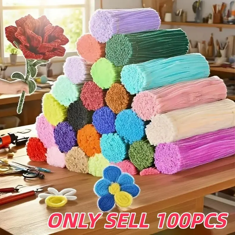 100pcs Multi-Color Classic Macaron Twist Rods, DIY Handmade Wool Straws, Easter Bunny, Perfect for Crafts and Flower Arrangements