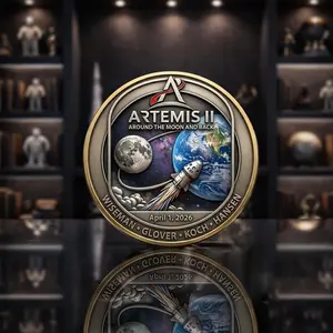 2026 Space Exploration Commemorative Coin, Lunar Mission Capsule Splashdown Collectible, Challenge Coin Gift for Space Fans