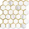 STICKGOO 10Pcs Water Proof Hexagon Peel and Stick Backsplash, Wall Decor Decorations Supplies Stick on Backsplash for Kitchen/Bathroom - White Marble