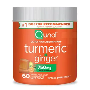 Qunol Turmeric and Ginger Soft Chews, 750mg Turmeric Supplement, Ultra High Absorption to Support Joint Health