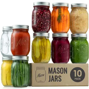 Paksh Novelty Mason Jars Regular Mouth Glass Jars with Lid & Seal Bands - Airtight Container for Pickling, Canning, Candles, Home Decor, Overnight Oats, Fruit Preserves, Jam or Jelly