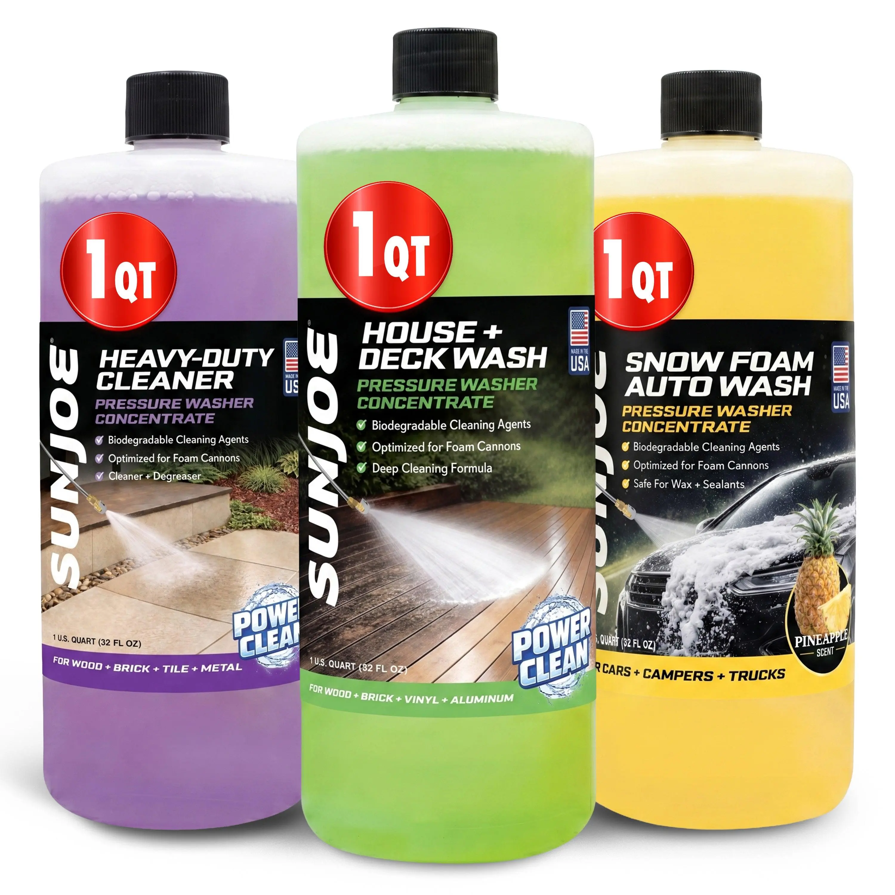 Sun Joe 3 Pack Pressure Washer Concentrate Formula, Biodegradable Detergent Trio, ASST3Q