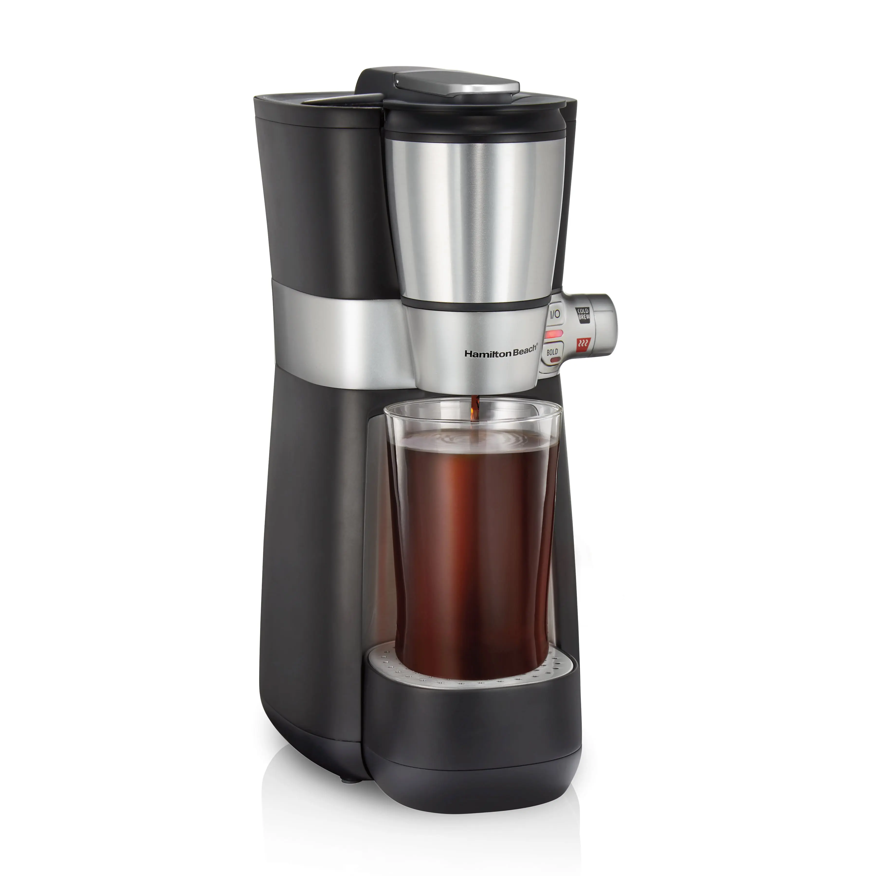 Hamilton Beach 16 oz Cold Brew & Hot Coffee Maker, Black & Silver