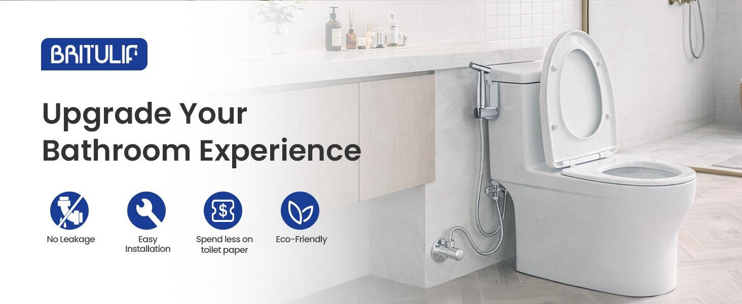 Handheld Bidet Sprayer Kit | Adjustable Water Pressure | Tool-Free Install | Multi-Use for Toilet Cleaning, Pet Bath, Personal Hygiene, Bathroom & Kitchen