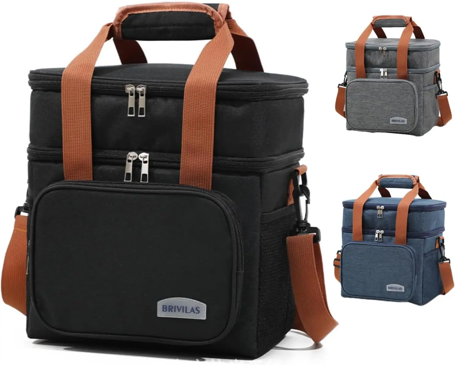Reusable Lunch Box for Men and Women - Insulated Leak-Proof Lunch Bag for Work Office Picnic or The Beach - Freezable Lunch Cooler with Adjustable Strap - Available in Black or Gray