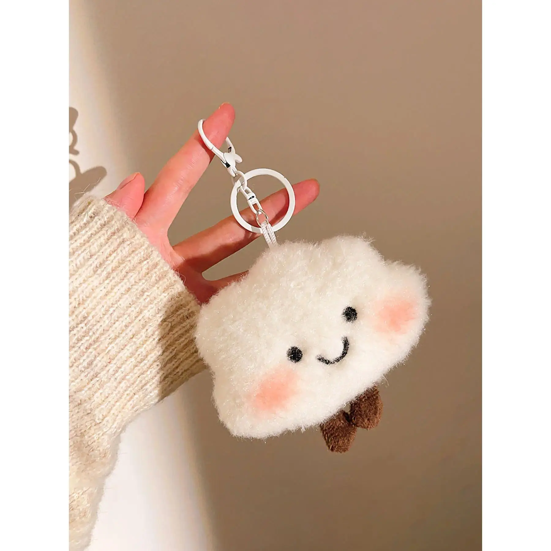 Kawaii Aesthetic Cloud-Shaped Fabric Keychain - Soft Plush Purse Decoration, DIY Personalized Girly Daily Wear Accessory, Lightweight Easy-to-Clean, One Size, Commute Companion, Keychains for Women, Unique Gift