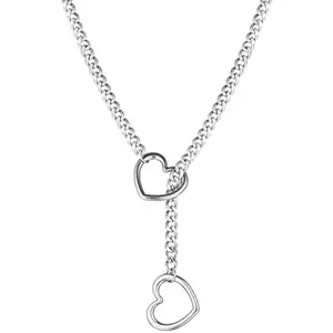 Unisex Slip Chain with Heart Shape O-Ring, Punk Style Necklace, Adjustable Chain for Women & Men A Perfect Gift for Couples, Besties, Girlfriends, Wives, Suitable for Thanksgiving, Independence Day, Halloween, Black Friday, Christmas, and New Year K213