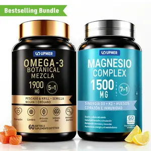 UPMER High-Strength Magnesium Complex + Premium EPA & DHA Fish Oil Natural Supplement - High Potency EPA & DHA Formula, Calm and Sleep Support Mineral Supplement, Daily Heart & Brain, Joint & Muscle Care - 120 Softgels