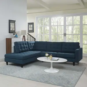 Modway Empress 2 Piece Upholstered Fabric Left Facing Bumper Sectional in Azure