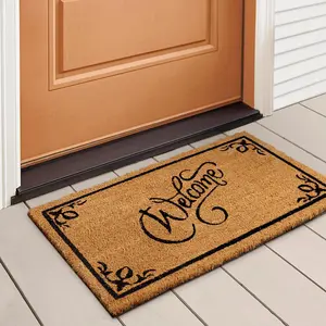 LuxUrux Coco Coir Welcome Mat - Heavy-Duty Backing, 17'' x 30'' Natural Door Mat - Easy to Clean, Beautiful Color for Outdoor and Indoor Use - Home Decor