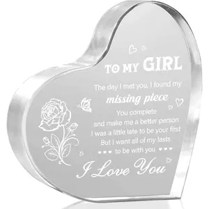 Gifts for Girlfriend, Girlfriend Birthday Keepseek, To My Girl Heart Shaped Acrylic Block, Birthday Anniversary Valentines Day Gifts for Her Wife 10x10cm