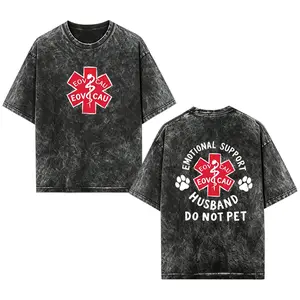 [EOVCAU][Sale Up To 60%]Emotional Support Husband acid wash T-Shirt, Funny Do Not Pet Medical Symbol T Shirt For Spouses, Gift For Husband Boyfriend Him, Short Sleeve Crew Neck Top，Vintage Wash Unisex Print Tee #DoNotPet #FunnyCoupleGoals  #EverydayOutfit
