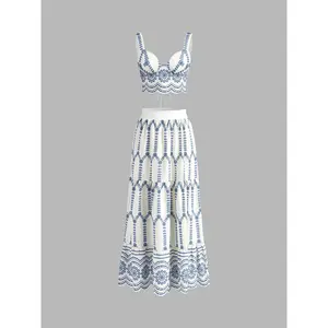 Printed Sleeveless Tie Back Skirt Set