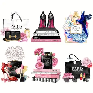 6pcs Chic Parisian Heat Transfer Decals - Easy Iron-On, Mixed Colors, Polyester Patches for DIY Fashion on T-Shirts & Hoodies Handcraft