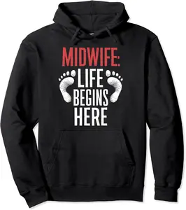 Midwife Doula Childbirth Educator Baby Catcher Pullover Hoodie - Nicolekhach Shop 88B0DBVJBNPQ