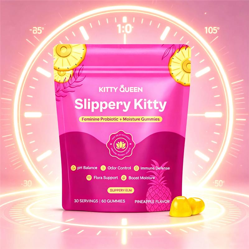Slippery Feminine Probiotic Moisture Gummies - All in One Solution with Slippery Elm 60 Count Pineapple Flavors Probiotic Gummies for Women’s Vaginal Flora & pH Balance