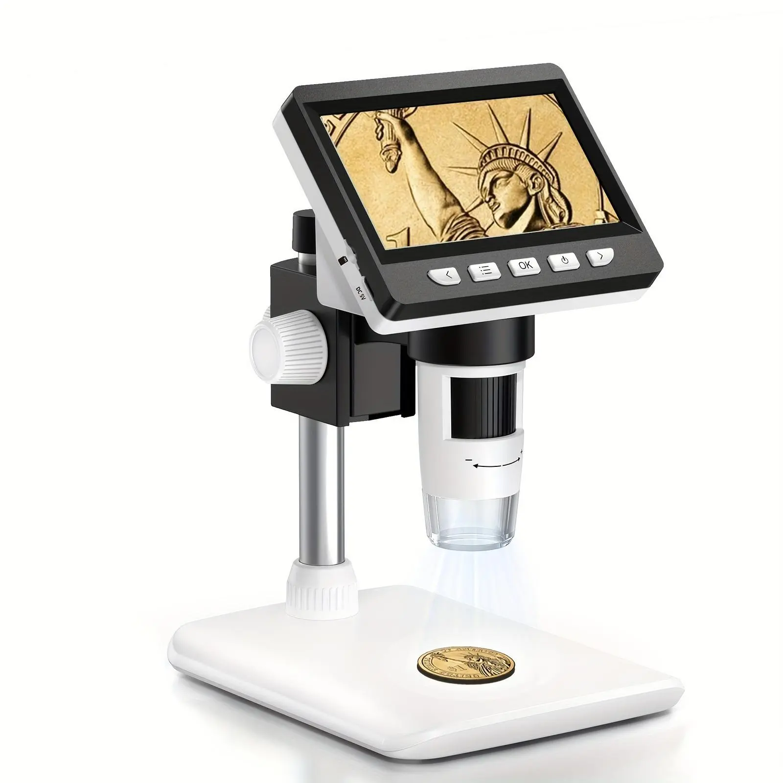 MicroTech 4.3" LCD Digital Microscope 1000X 1080P USB Coin Magnifier with 8 LED Lights for Error Coins & PC Viewing Compatible with MacOS Windows