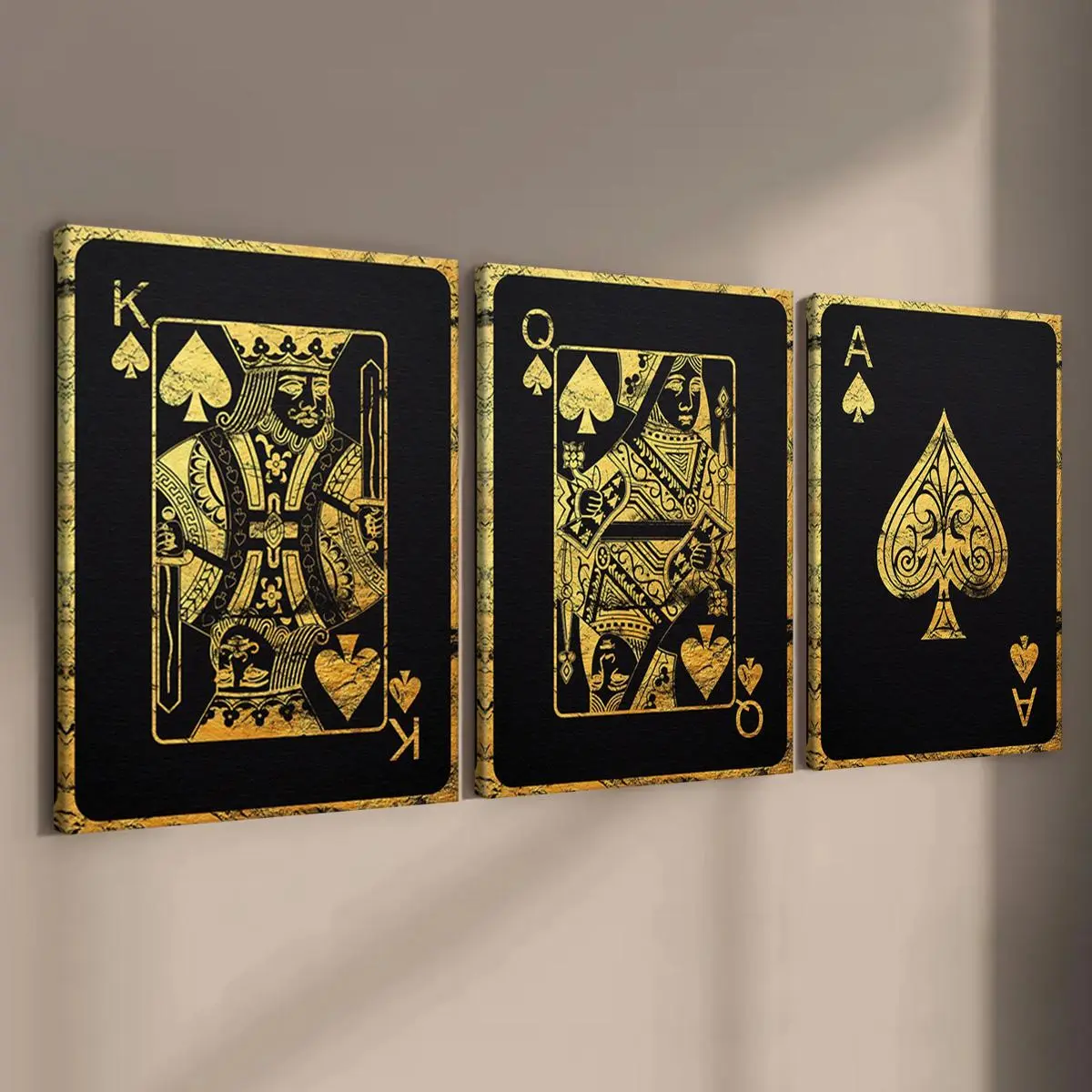 Poker Card Pattern Canvas Painting, Modern Creative Wall Art Painting, Western Wall Art, Wall Art Decor for Home Living Room Bedroom Office, Ornaments, Home Decor Supplies, Living Room Decorations