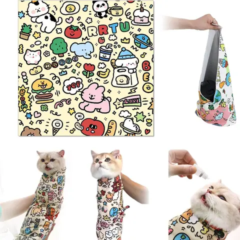 Lovely Caves Self Adhesive Cat Wrap Grooming Blanket, 27.6 x 27.6in