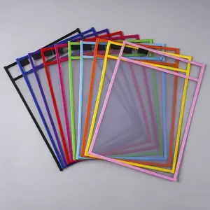 4pcs File Hanging Set, Stationery Office Supplies, Pet Transparent Storage Bags, Primary School Early Education Erasable Hanging Dry Erase Pockets, A4 Folder Bags, Office Supply Kit
